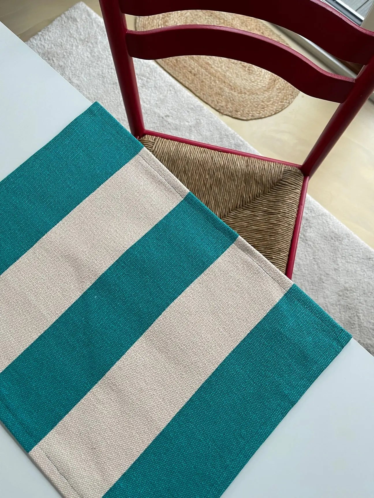 Jou Quilts dækkeserviet | Grøn/Pudder striber Jou Quilts