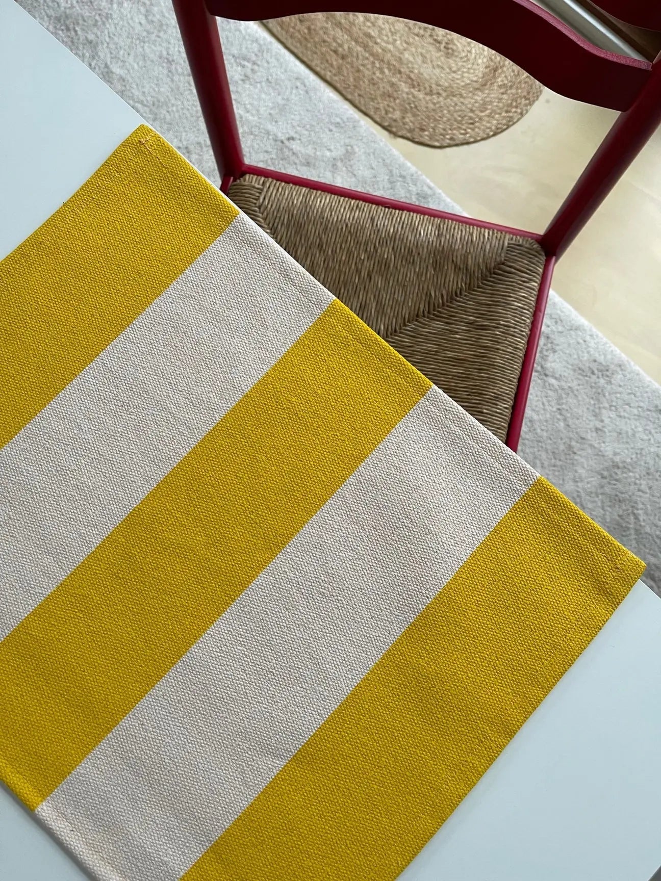 Jou Quilts dækkeserviet | Sommer gul/Pudder striber Jou Quilts