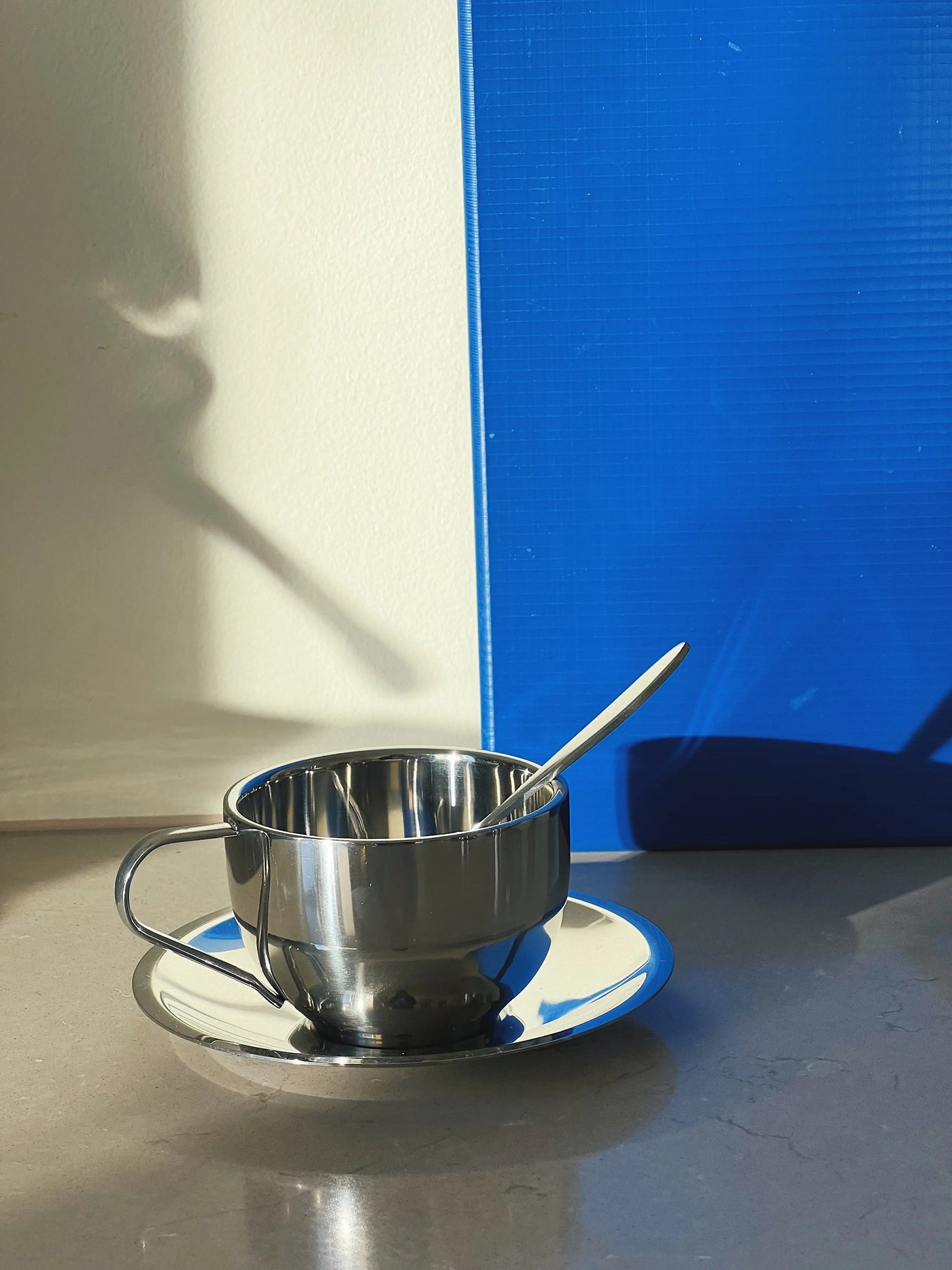 Kaffesæt med kop, underkop og ske i Rustfrit stål | 180 ml Studio Hafnia
