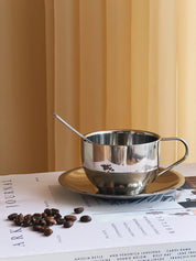 Kaffesæt med kop, underkop og ske i Rustfrit stål | 180 ml Studio Hafnia