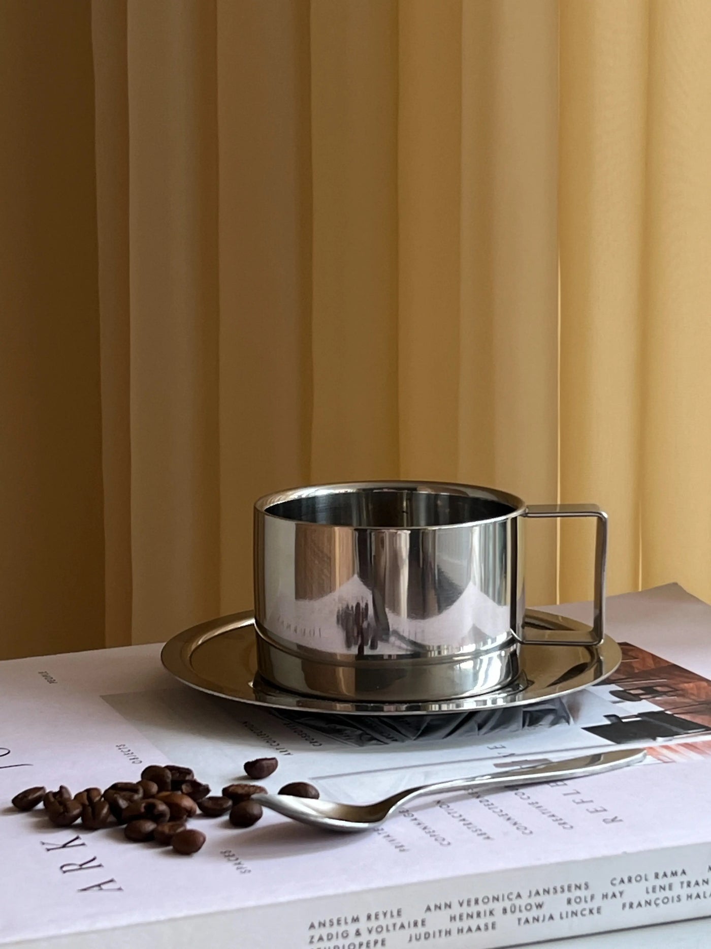 Kaffesæt med kop, underkop og ske i Rustfrit stål | 200 ml Studio Hafnia