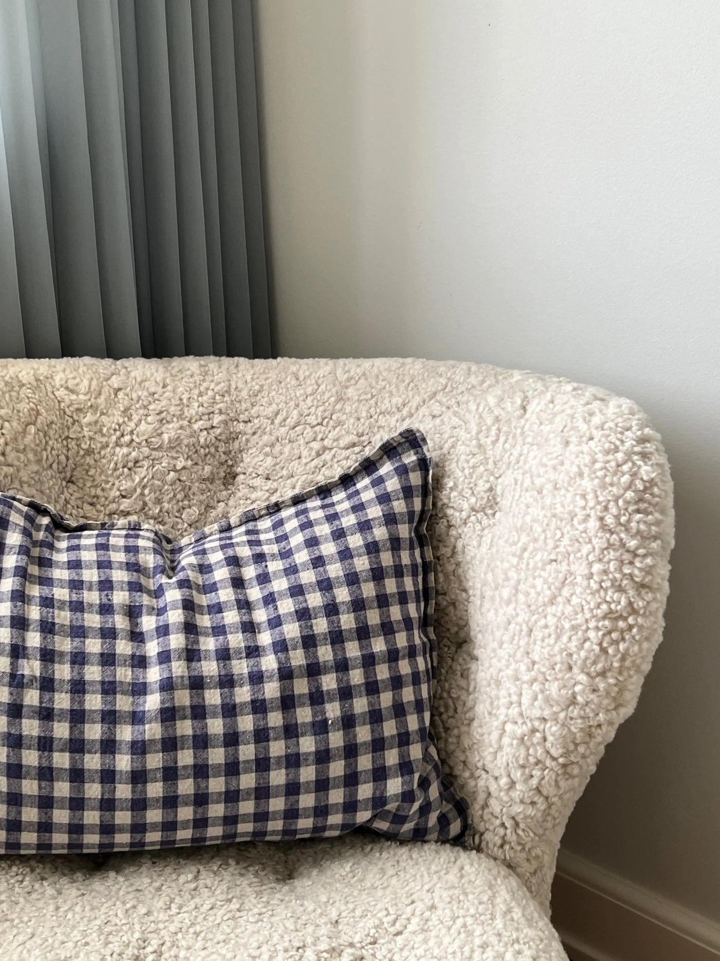 Linge Particulier - Pudebetræk - Flax/Navy Gingham | 40 x 60 cm Linge Particulier