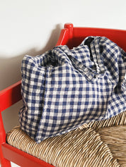 Linge Particulier - Stor Taske - Flax/Navy Gingham | 47 x 41 x 20 cm Linge Particulier
