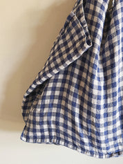 Linge Particulier - Stor Taske - Flax/Navy Gingham | 47 x 41 x 20 cm Linge Particulier