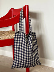 Linge Particulier - Tote Bag - Flax/Navy Gingham | 40 x 35 cm Linge Particulier