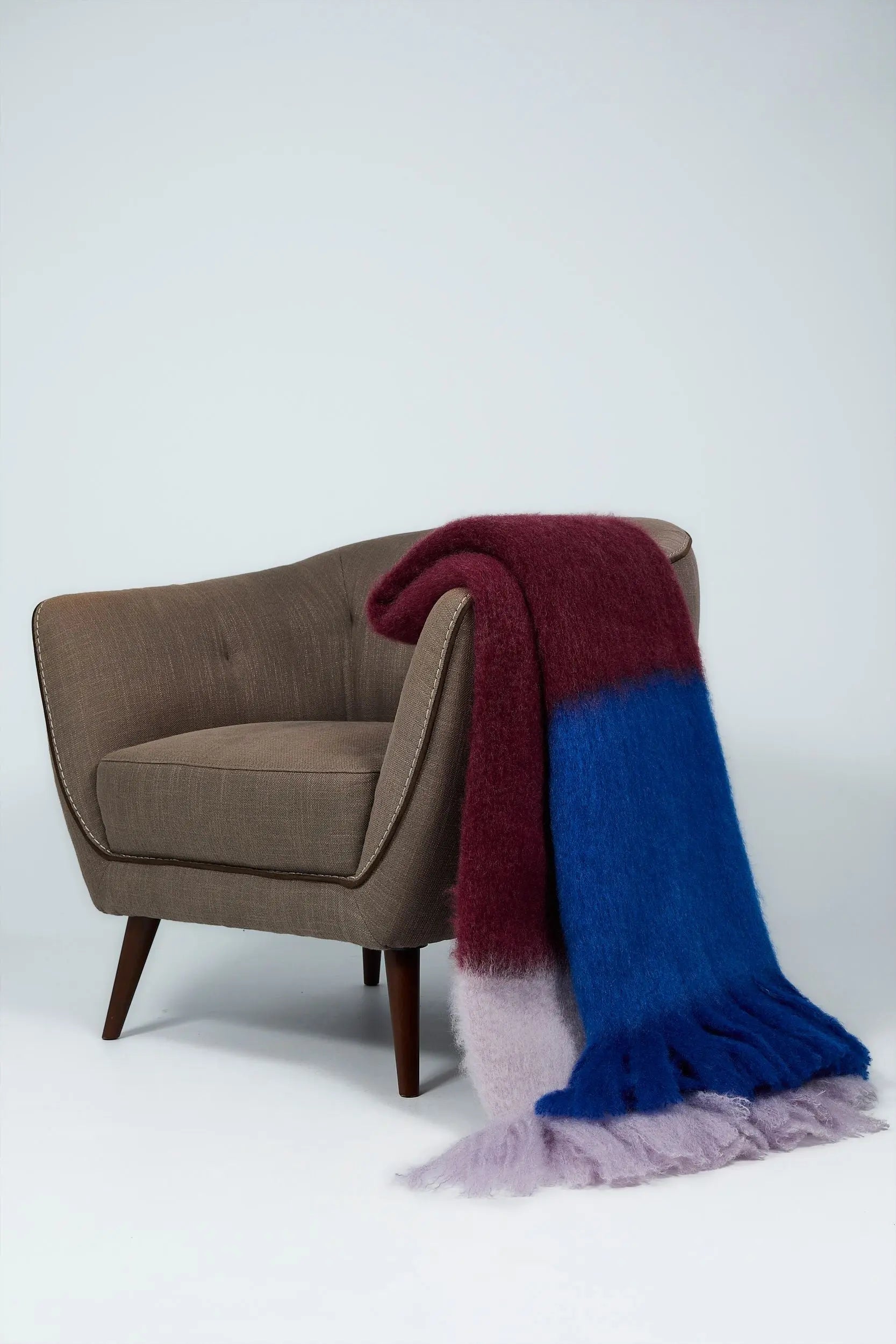 Mantas Ezcaray Mohair plaid 130 x 200 cm | Blå, bordeaux og lavendel Mantas Ezcaray