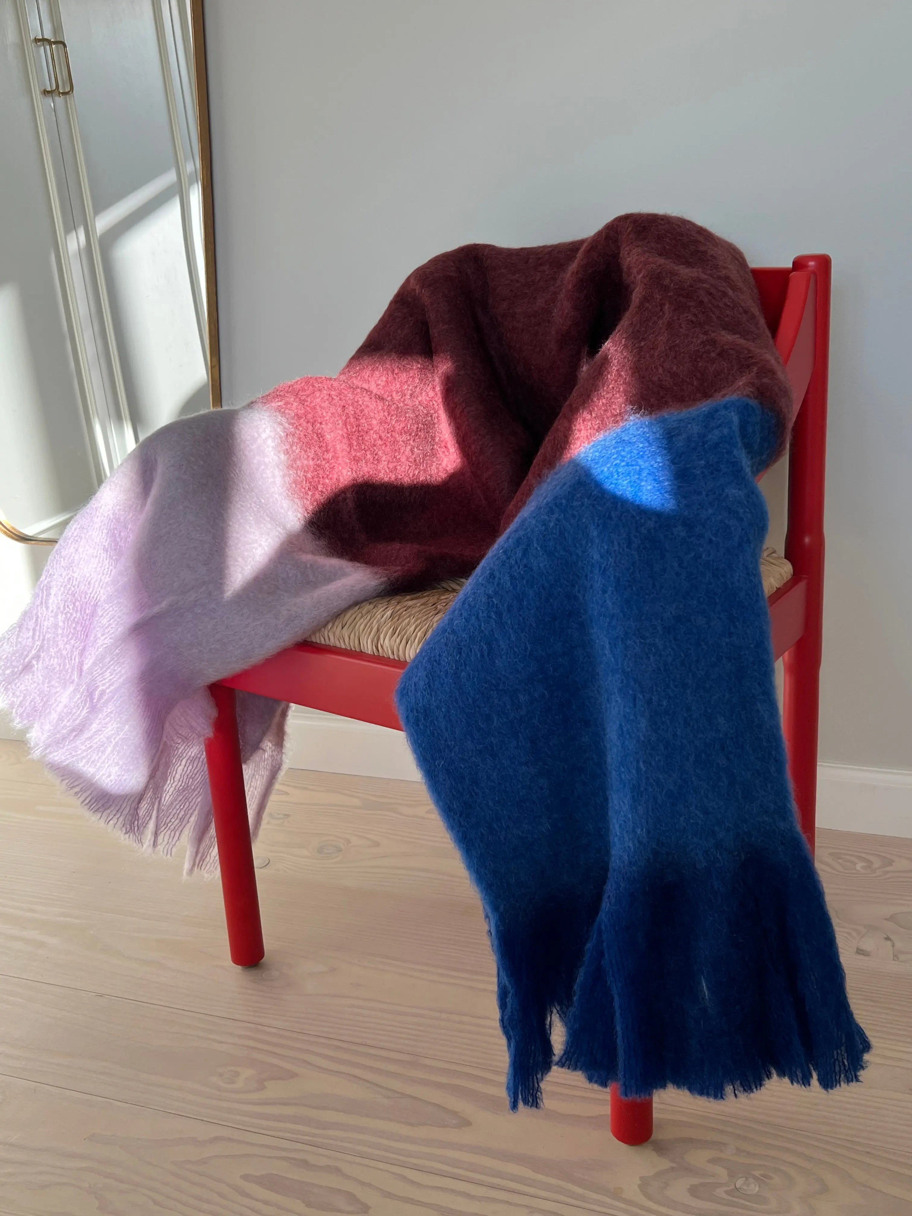 Mantas Ezcaray Mohair plaid 130 x 200 cm | Blå, bordeaux og lavendel Mantas Ezcaray