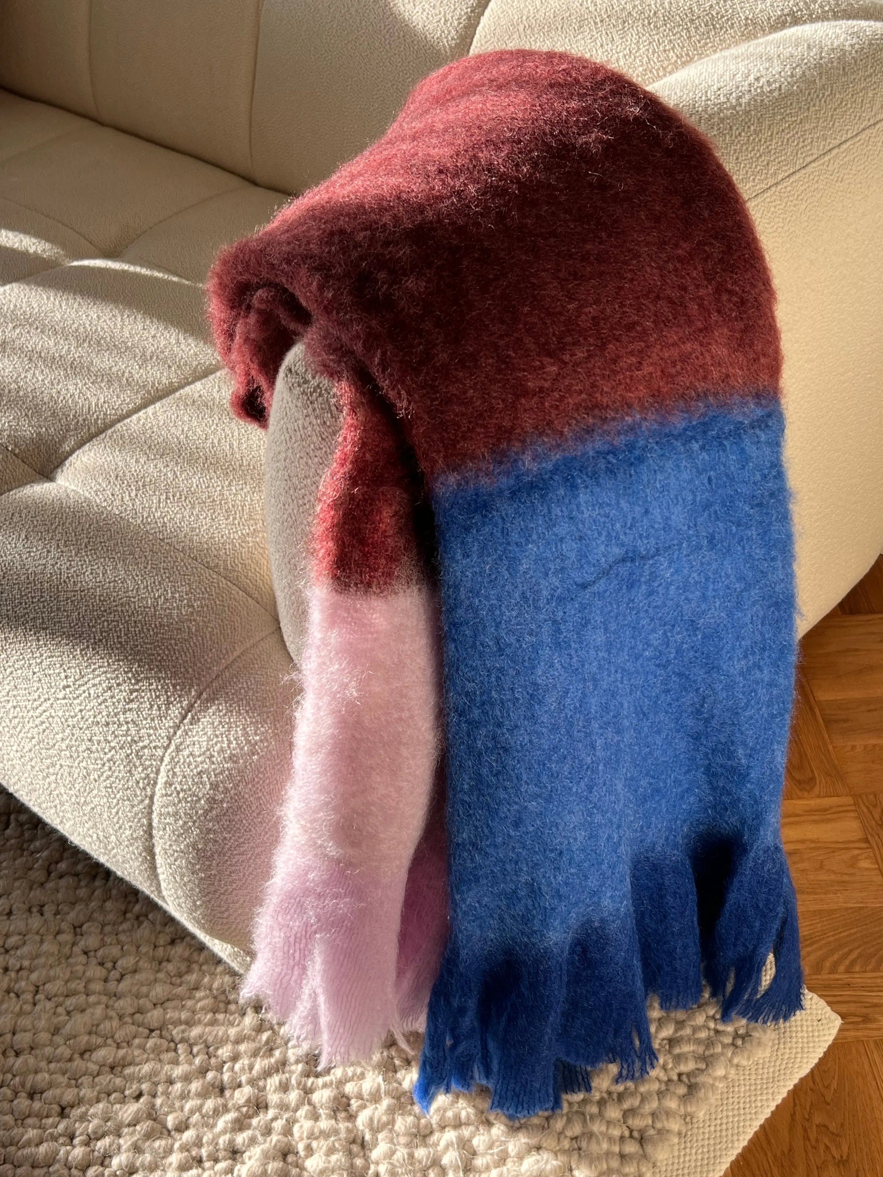 Mantas Ezcaray Mohair plaid 130 x 200 cm | Blå, bordeaux og lavendel Mantas Ezcaray