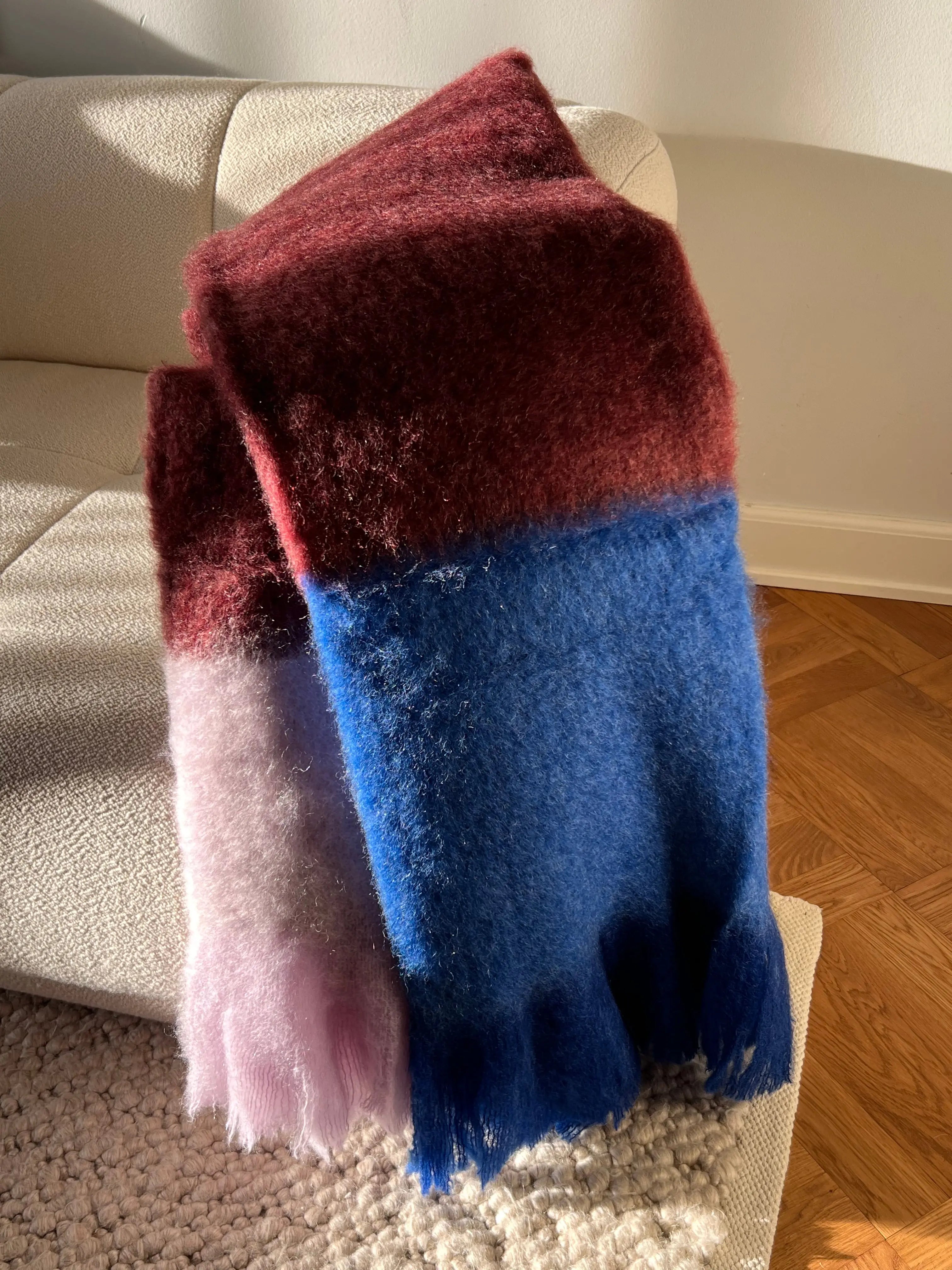 Mantas Ezcaray Mohair plaid 130 x 200 cm | Blå, bordeaux og lavendel Mantas Ezcaray