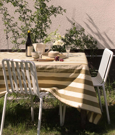 Midnatt Dug Simona | Oliven/ lys gul striber | 145x145 cm Midnatt