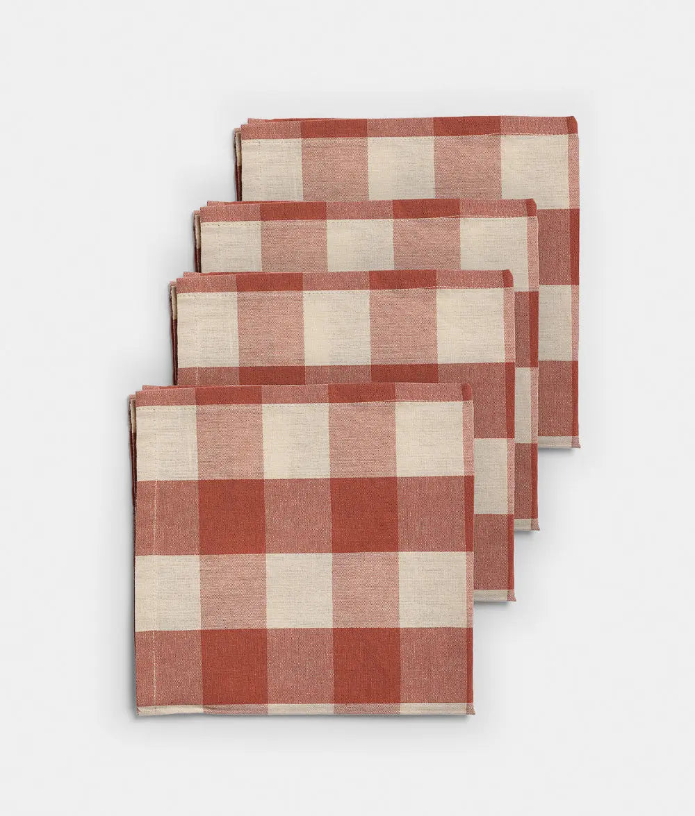 Midnatt Stofservietter Bertel | Terracotta gingham tern | 40 x 40 cm | Sæt med 4 stk Midnatt