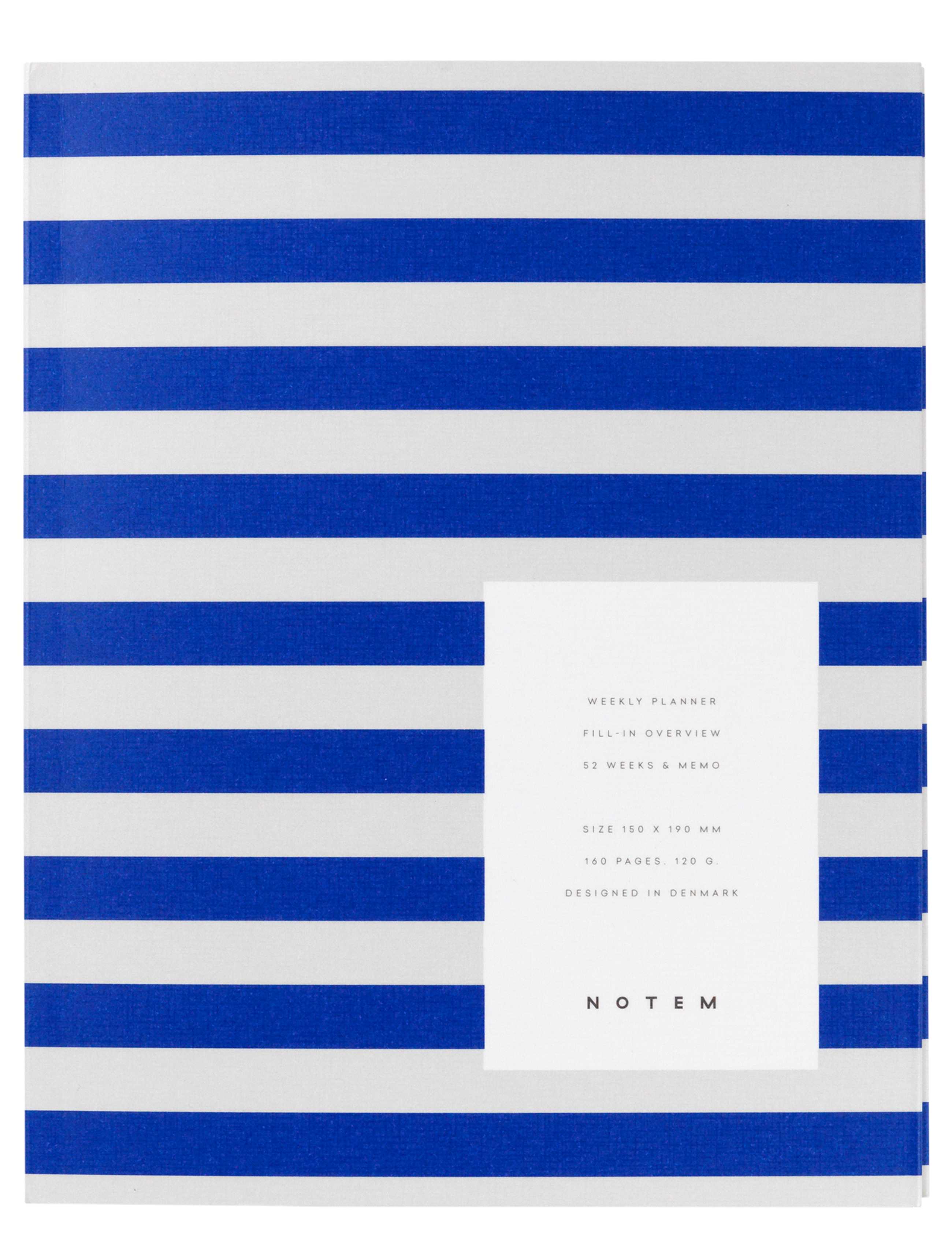 Notem studio, Uma Weekly Planner, medium, Bright blue stripes Notem studio