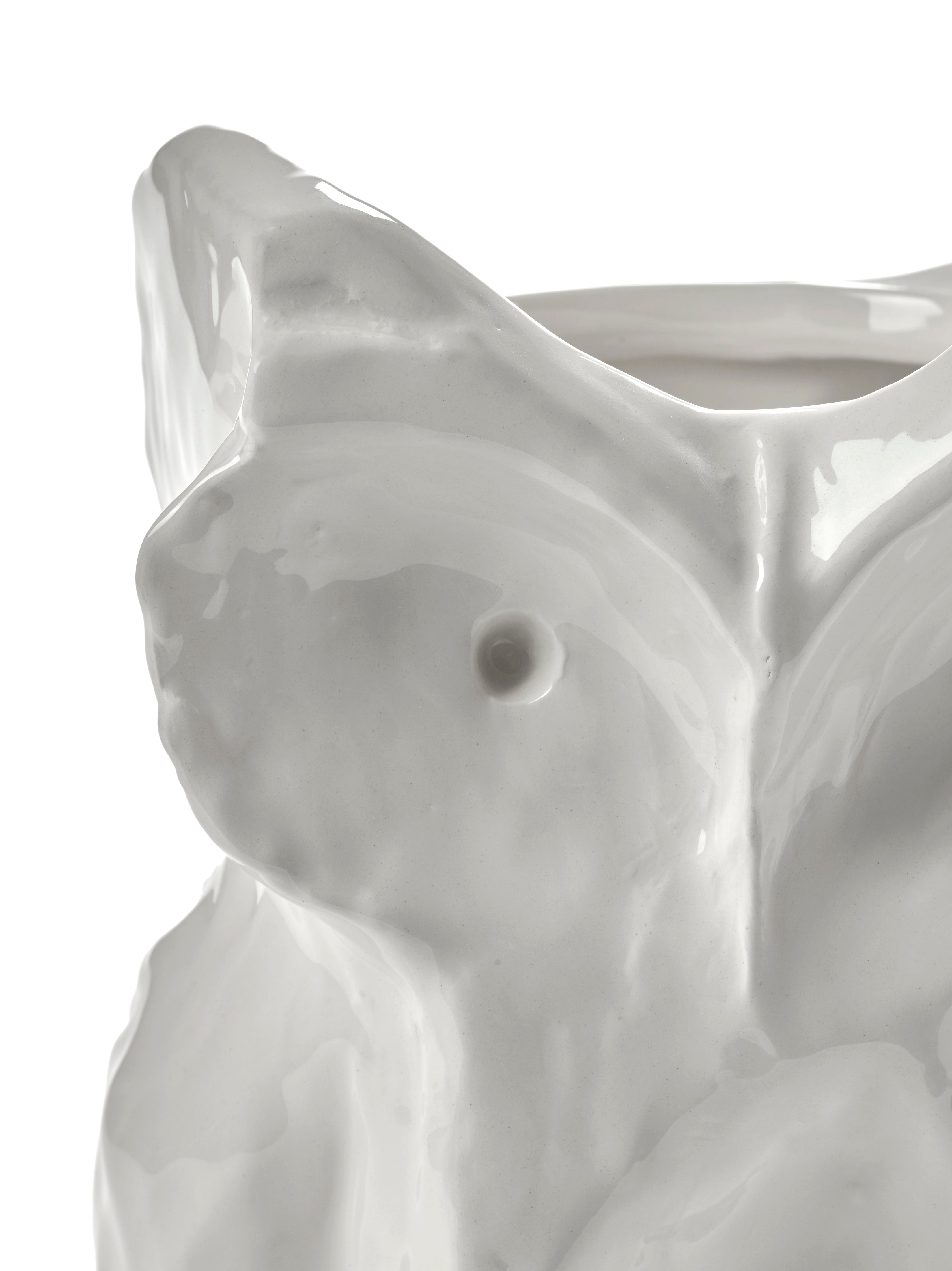Owl Vase 'After Midnight' Lille i hvid – Marni x Serax, ansigtsdetalje
