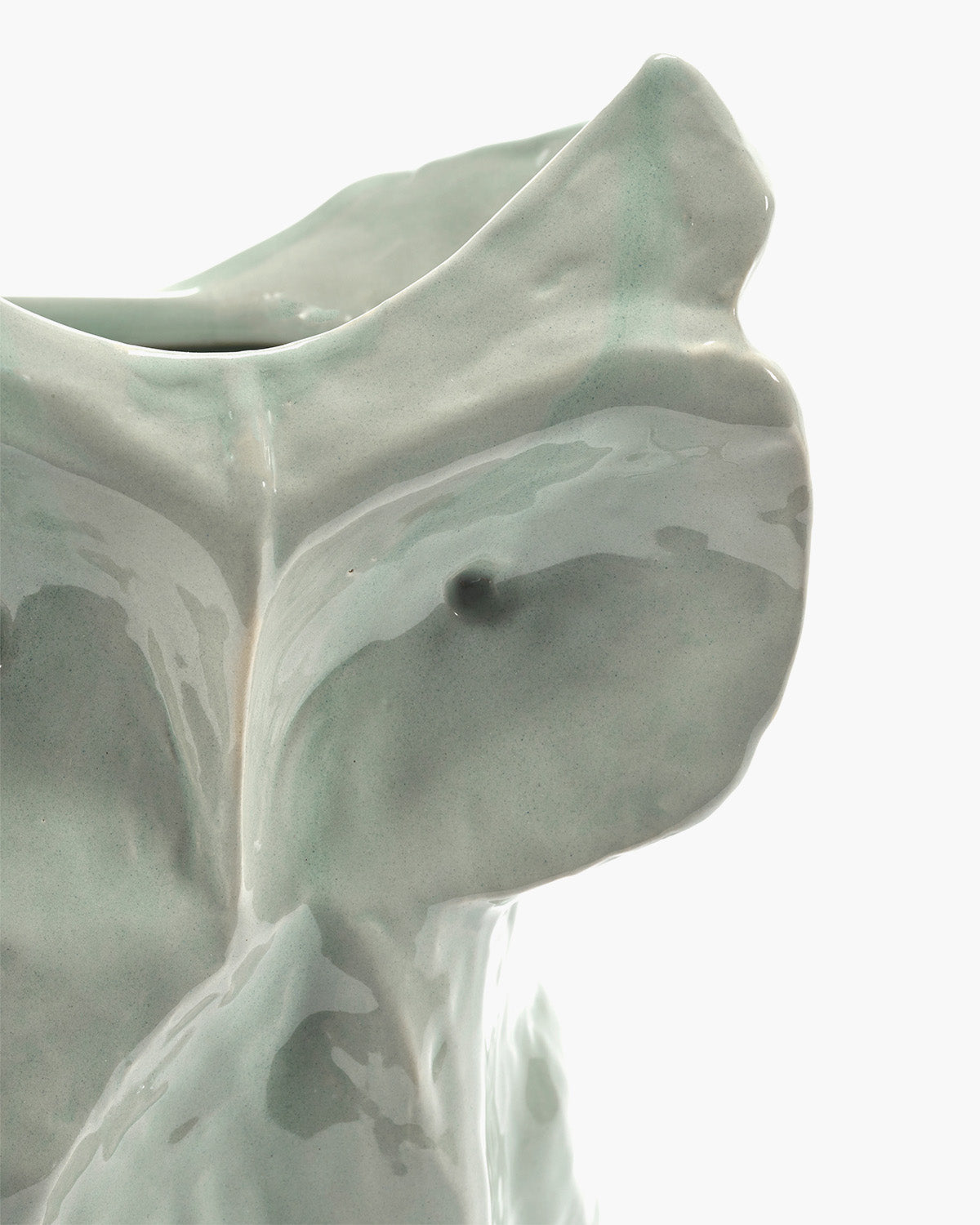 Owl Vase After Midnight stor lyseblå – detalje af glaseret stentøj