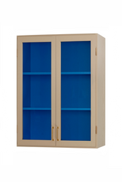 Stillark Colour Cabinet 01 lille vitrineskab i Limestone med Clear Blue inderside, H80 cm, Studio Hafnia