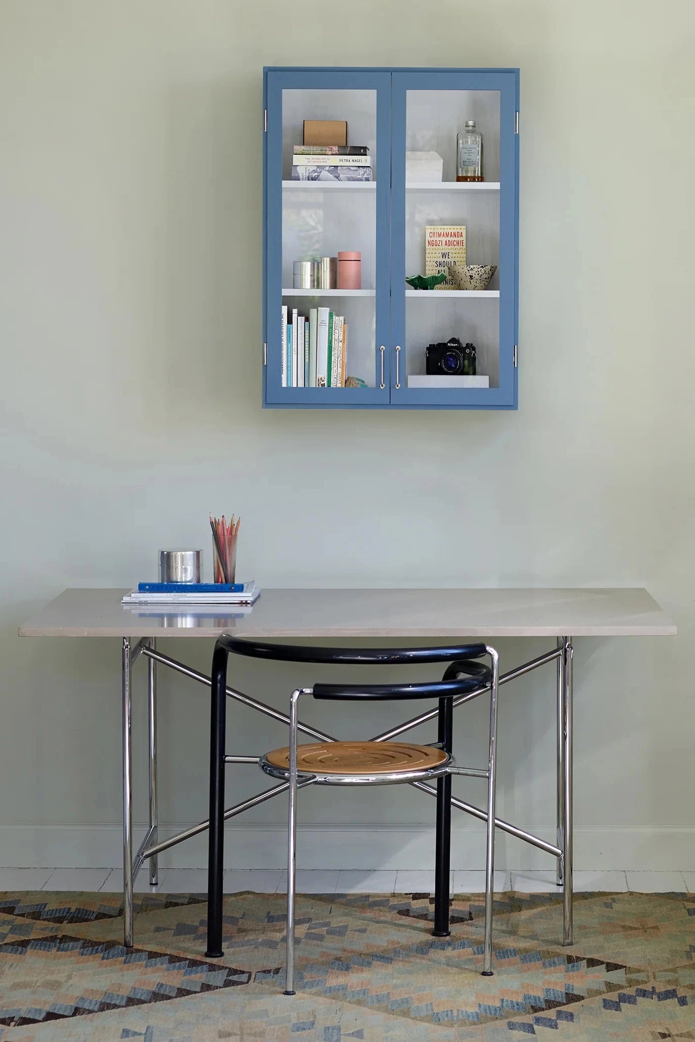 Stillark Colour Cabinet 01 in Misty Blue with a Hvass Grey interior, Studio Hafnia