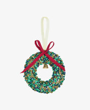 Sissel Edelbo | Kantha Krans med Klokke og Pailletter | Green Sparkle Sissel Edelbo