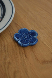 Ceramic Chopstick Rest | Dark Blue Flower | Japan
