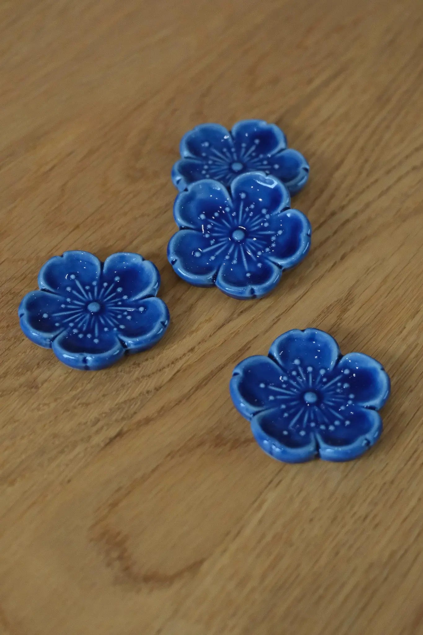Ceramic Chopstick Rest | Dark Blue Flower | Japan