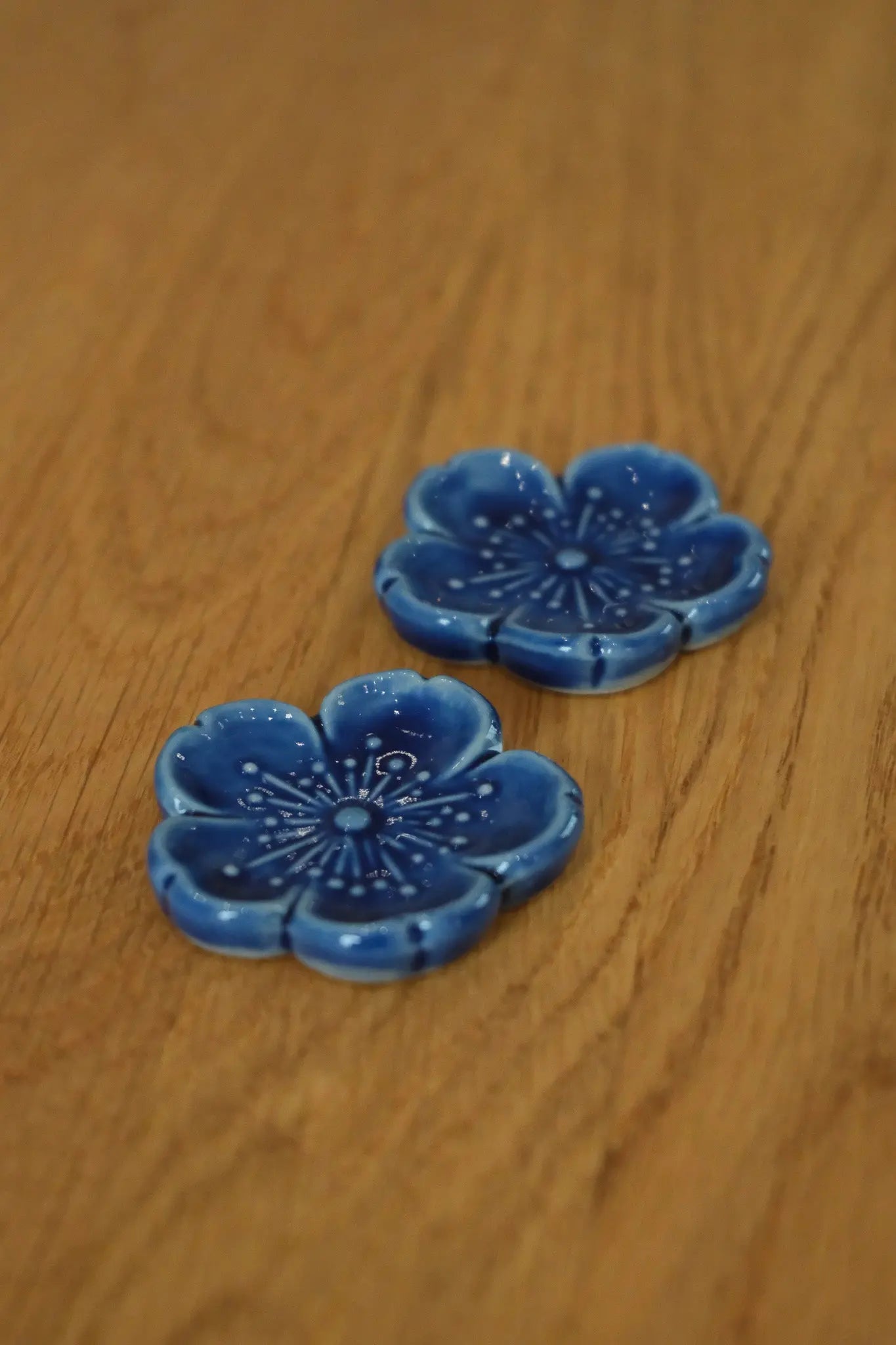 Ceramic Chopstick Rest | Dark Blue Flower | Japan