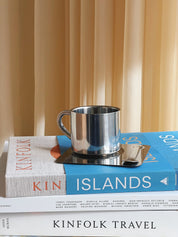 Stål Kaffekop med Underkop og Ske på Plade | 150 ml Studio Hafnia