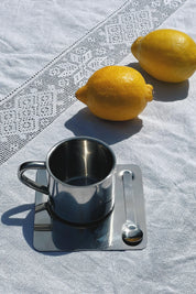 Stål Kaffekop med Underkop og Ske på Plade | 150 ml Studio Hafnia