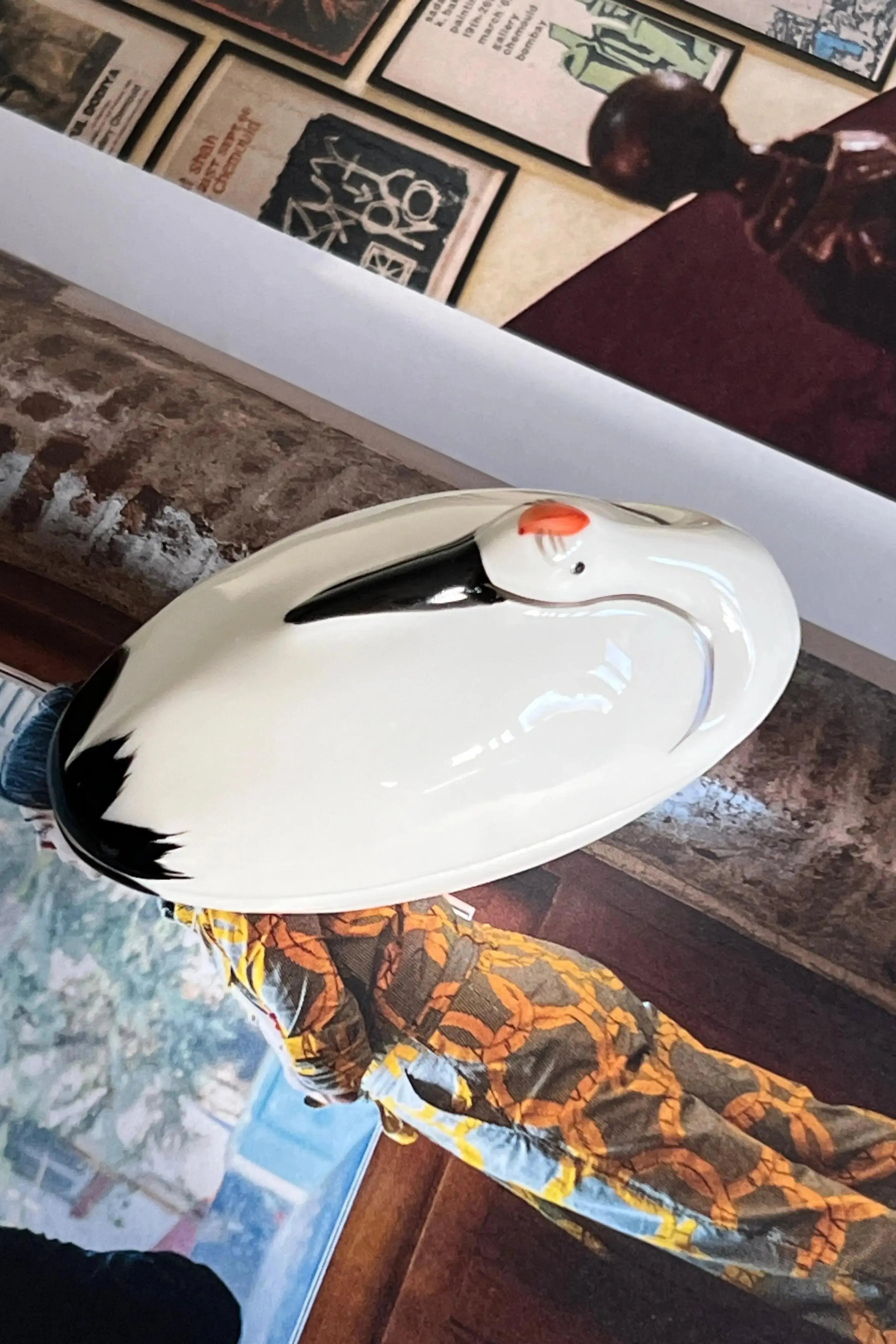 Trane lågkrukke i keramik fra Japan | Hvid og sort Studio Hafnia