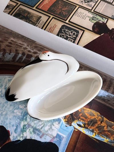 Trane lågkrukke i keramik fra Japan | Hvid og sort Studio Hafnia