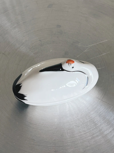 Trane lågkrukke i keramik fra Japan | Hvid og sort Studio Hafnia