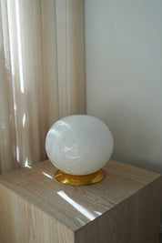 Vintage Murano Bullicante Globe Bordlampe | Hvid H21,5 cm