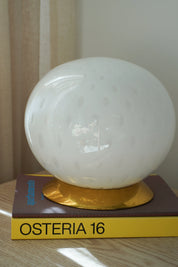 Vintage Murano Bullicante Globe Bordlampe | Hvid H21,5 cm