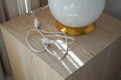 Vintage Murano Bullicante Globe Bordlampe | Hvid H21,5 cm