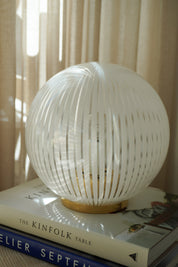 Vintage Murano Filigrana Globe Table Lamp | White H22 cm