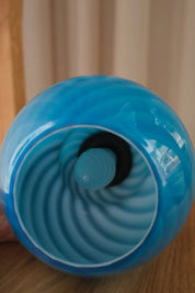 Vintage Murano Lampefod i Blåt Swirl Glas med Messingfatning | H26 cm Studio Hafnia
