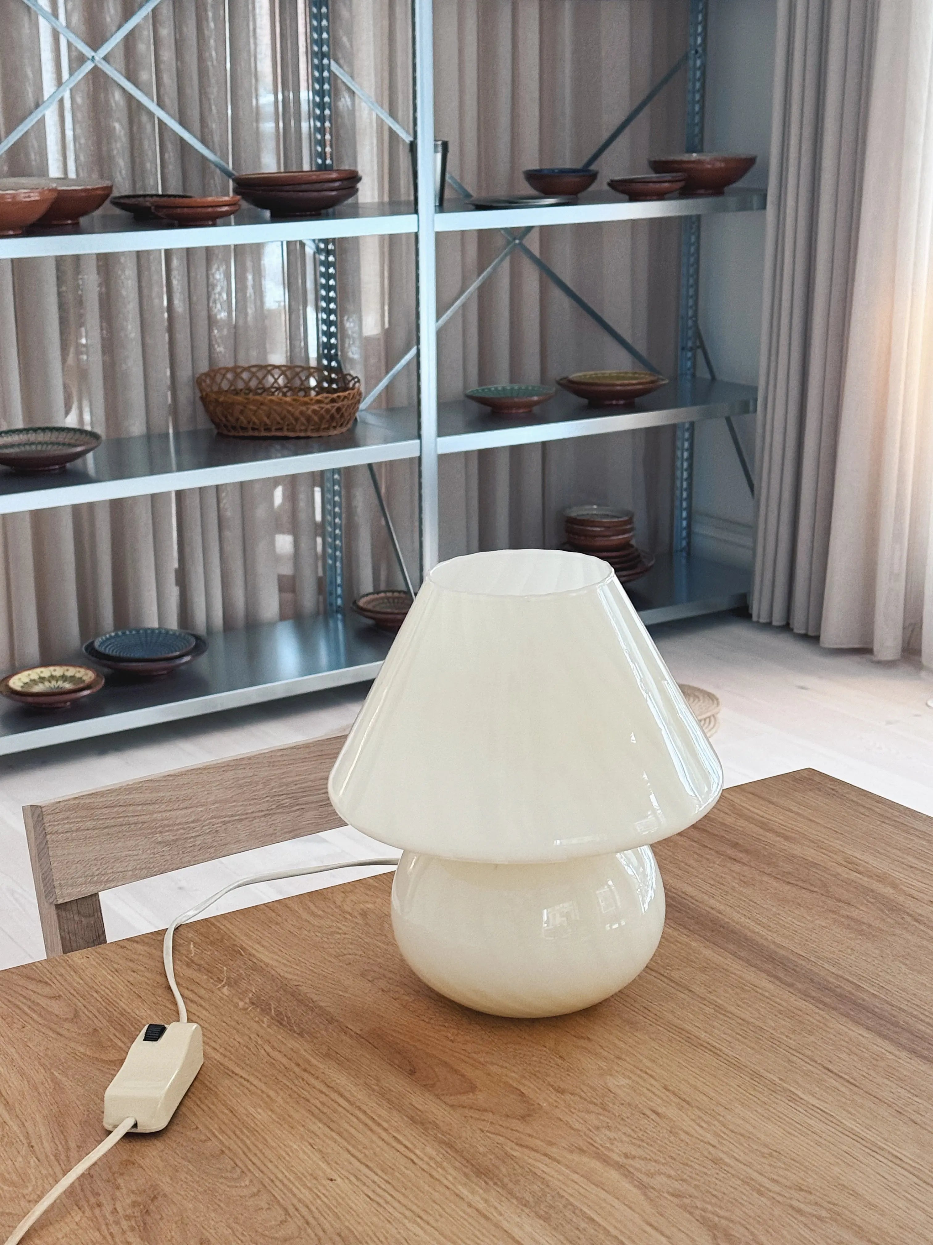Vintage Murano Mushroom Bordlampe i Lysegul/Creme | H27 cm Studio Hafnia