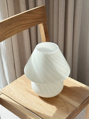 Vintage Murano Mushroom Bordlampe i Lysegul/Creme med Swirl | H27 cm Studio Hafnia