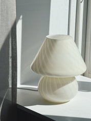 Vintage Murano Mushroom Bordlampe i Lysegul/Creme med Swirl | H27 cm Studio Hafnia