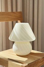 Vintage Murano Mushroom Bordlampe i Lysegul/Creme med Swirl | H27 cm Studio Hafnia