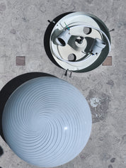 Vintage Murano Plafond Loftslampe/Væglampe i Hvidt Swirl Glas | Ø28 cm Studio Hafnia
