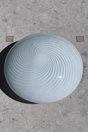Vintage Murano Plafond Loftslampe/Væglampe i Hvidt Swirl Glas | Ø28 cm Studio Hafnia