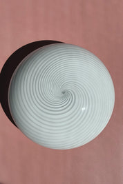 Vintage Murano Plafond Loftslampe/Væglampe i Hvidt Swirl Glas | Ø29 cm Studio Hafnia