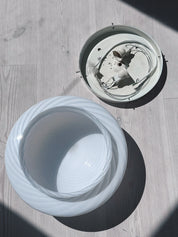 Vintage Murano Plafond Loftslampe/Væglampe i Hvidt Swirl Glas | Ø32 cm Studio Hafnia
