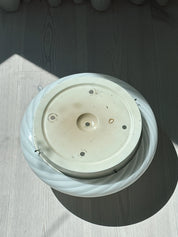 Vintage Murano Plafond Loftslampe/Væglampe i Hvidt Swirl Glas | Ø32 cm Studio Hafnia
