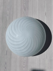 Vintage Murano Plafond Loftslampe/Væglampe i Hvidt Swirl Glas | Ø36 cm Studio Hafnia
