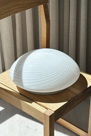 Vintage Murano Plafond Loftslampe/Væglampe i Hvidt Swirl Glas med Ny Ledning | Ø28 cm Studio Hafnia