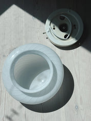 Vintage Murano Plafond Loftslampe/Væglampe i Hvidt Swirl Glas med Ny Ledning | Ø28 cm Studio Hafnia