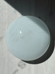 Vintage Murano Plafond Loftslampe/Væglampe i Hvidt Swirl Glas med Ny Ledning | Ø28 cm Studio Hafnia