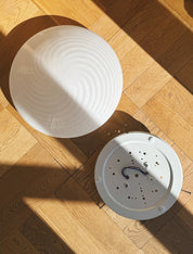 Vintage Murano Plafond Loftslampe i Hvidt Swirl Glas | Ø33 cm, H14 cm Studio Hafnia