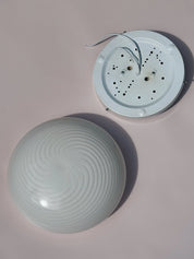 Vintage Murano Plafondlampe i Hvidt Swirl Glas | Loft-/Væglampe Ø29 cm Studio Hafnia
