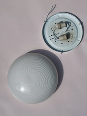 Vintage Murano Plafondlampe i Hvidt Swirl Glas | Loft-/Væglampe Ø29 cm Studio Hafnia